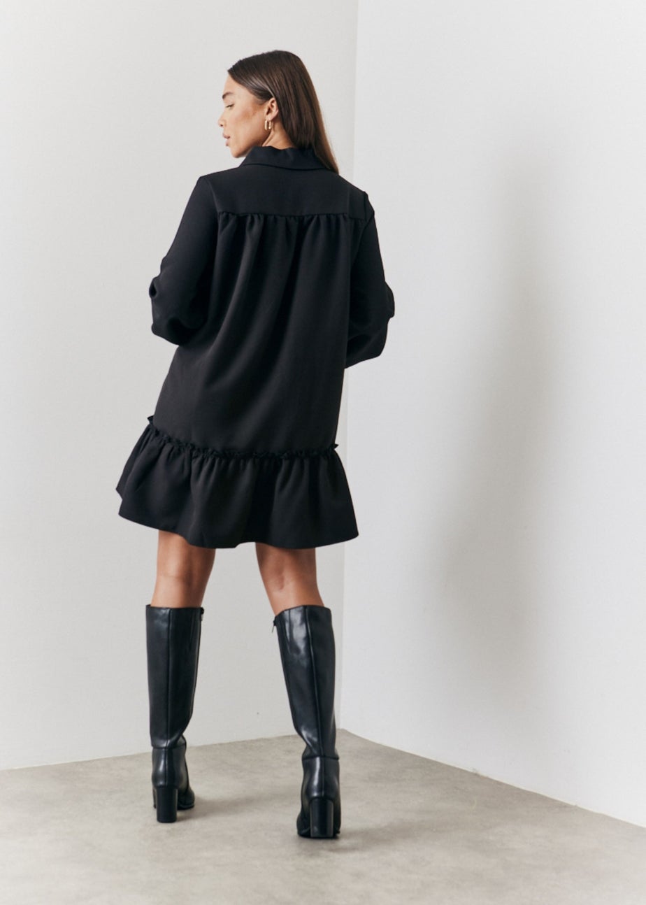 In The Style Black Shirt Smock Mini Dress