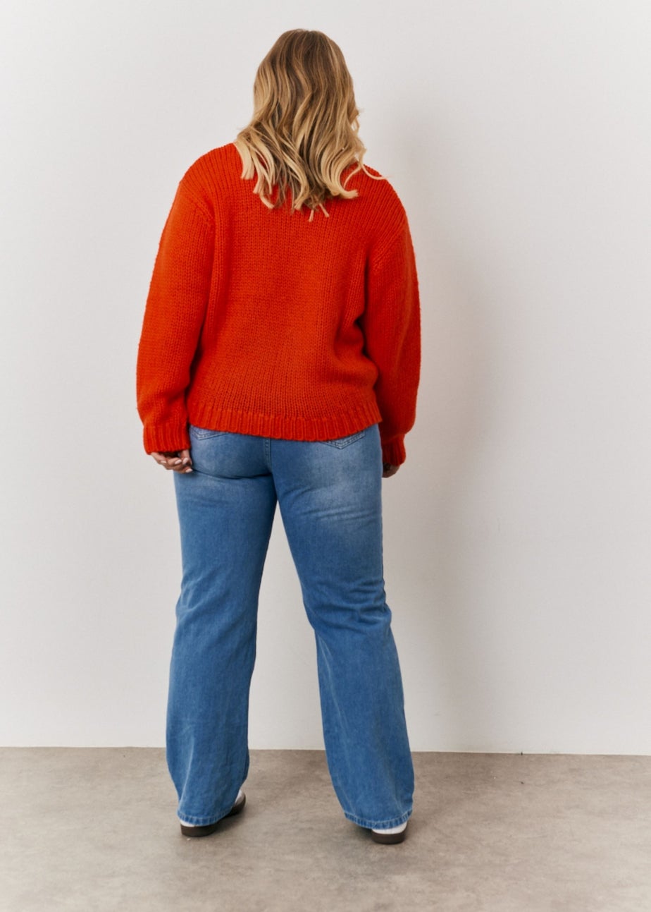 In The Style Red Chunky Knit Jumper