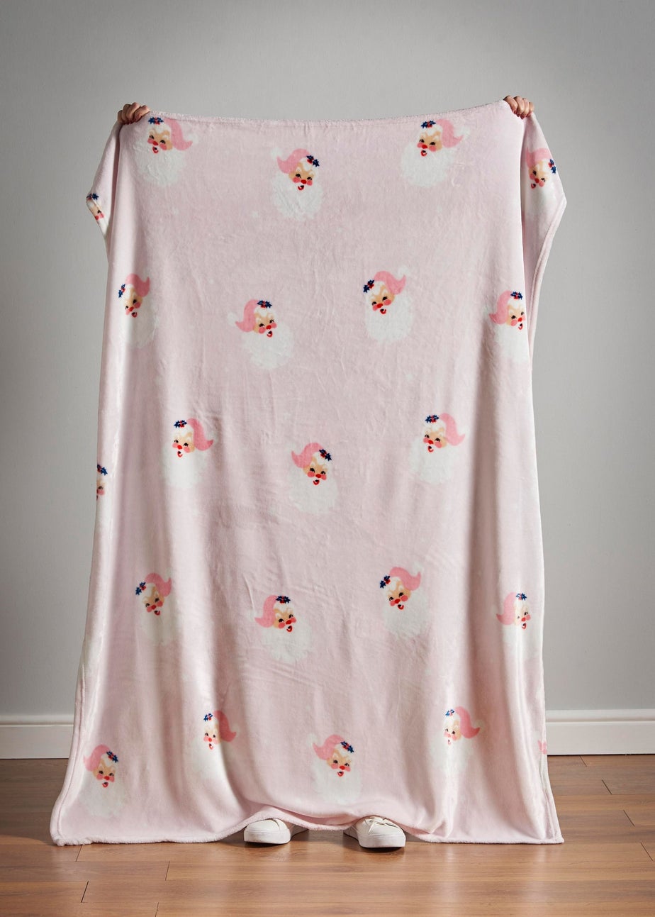 Catherine Lansfield Vintage Christmas Santa Cosy Fleece Blanket Throw (130x170cm)