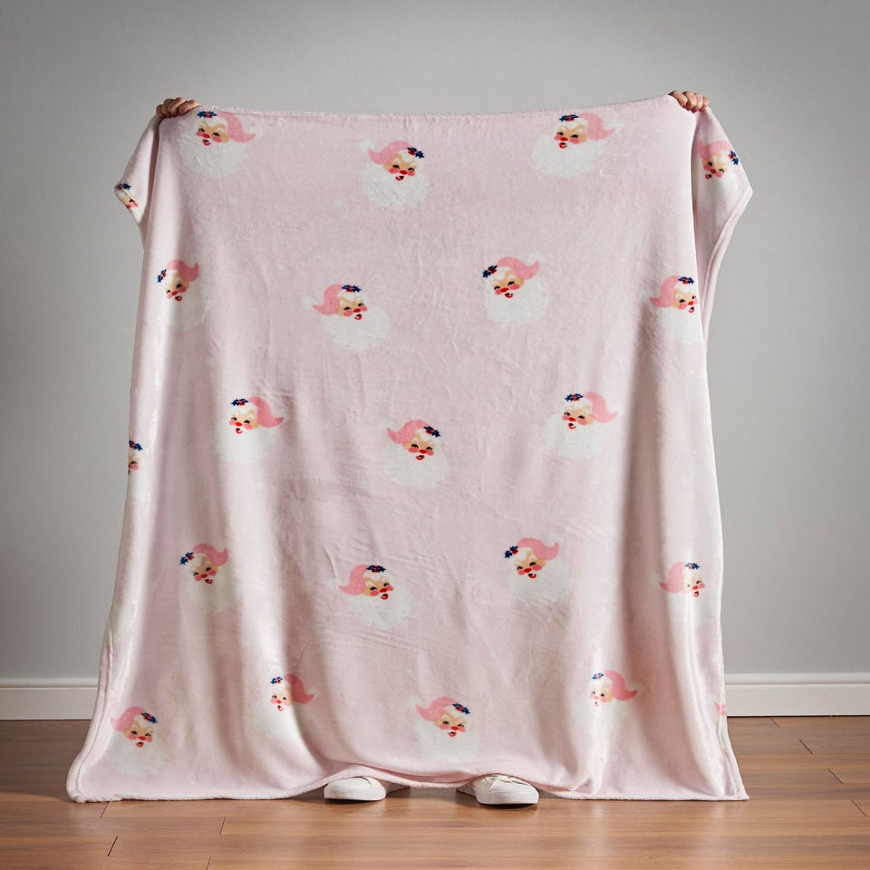 Catherine Lansfield Vintage Christmas Santa Cosy Fleece Blanket Throw (130x170cm)