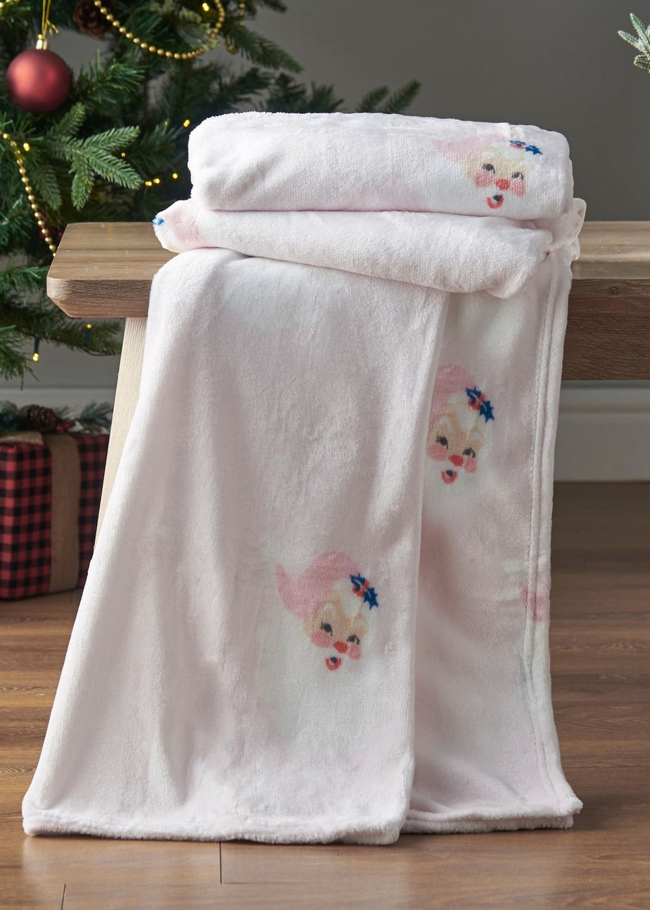 Catherine Lansfield Vintage Christmas Santa Cosy Fleece Blanket Throw (130x170cm)