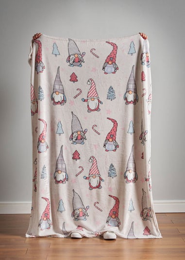 Catherine Lansfield Christmas Gnomes Fleece Cosy Blanket Throw (130x170cm)