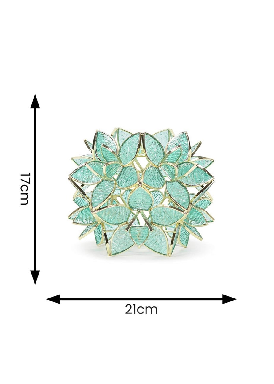 ValueLights Reine Aqua Glass Flower Easy Fit Pendant (17cm x 21cm x 21cm)