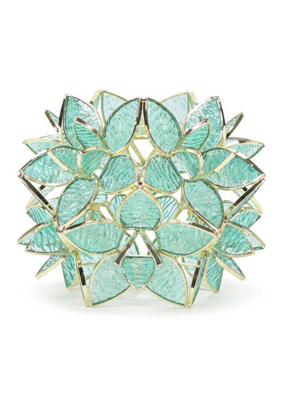 ValueLights Reine Aqua Glass Flower Easy Fit Pendant (17cm x 21cm x 21cm)