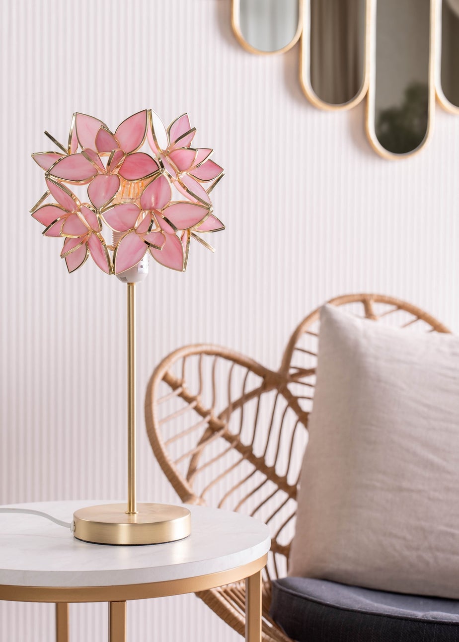 ValueLights Reine Pink Glass Flower Easy Fit Pendant (17cm x 21cm x 21cm)