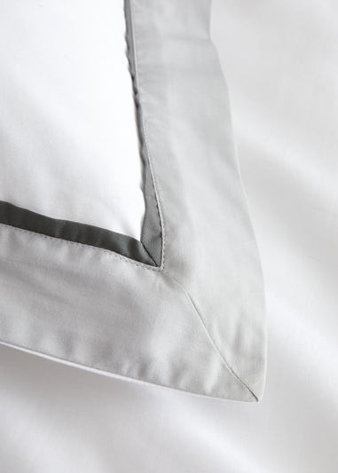 Bianca Fine Linens Mayfair 200 Thread Count Cotton Duvet Cover Set White / Silver Grey
