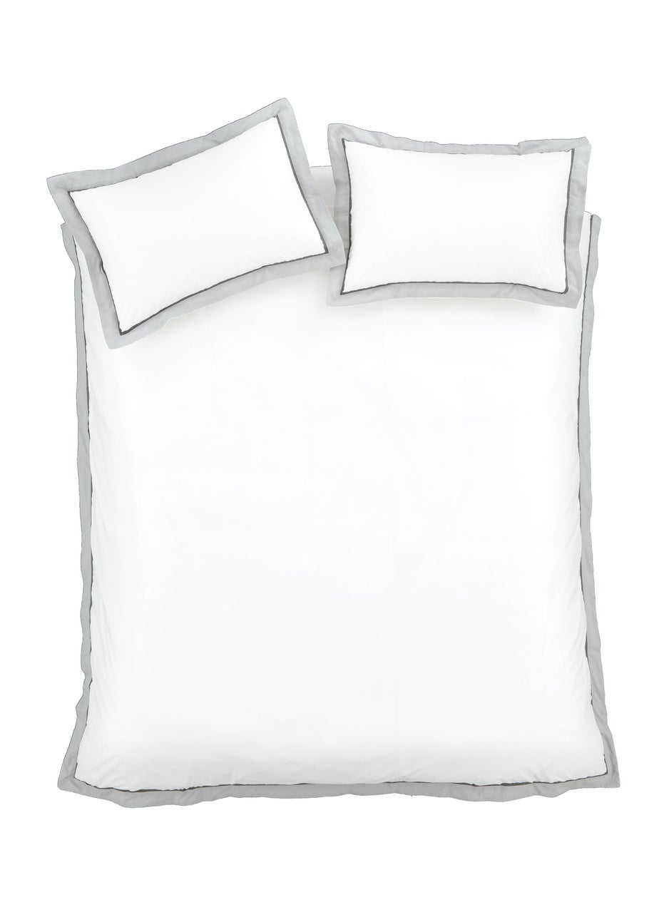 Bianca Fine Linens Mayfair 200 Thread Count Cotton Duvet Cover Set White / Silver Grey