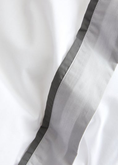 Bianca Fine Linens Mayfair 200 Thread Count Cotton Duvet Cover Set White / Silver Grey