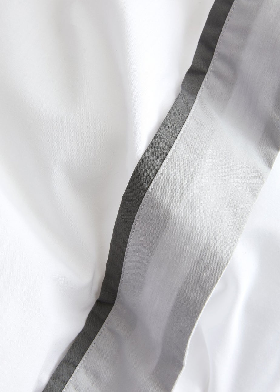 Bianca Fine Linens Mayfair 200 Thread Count Cotton Duvet Cover Set White / Silver Grey