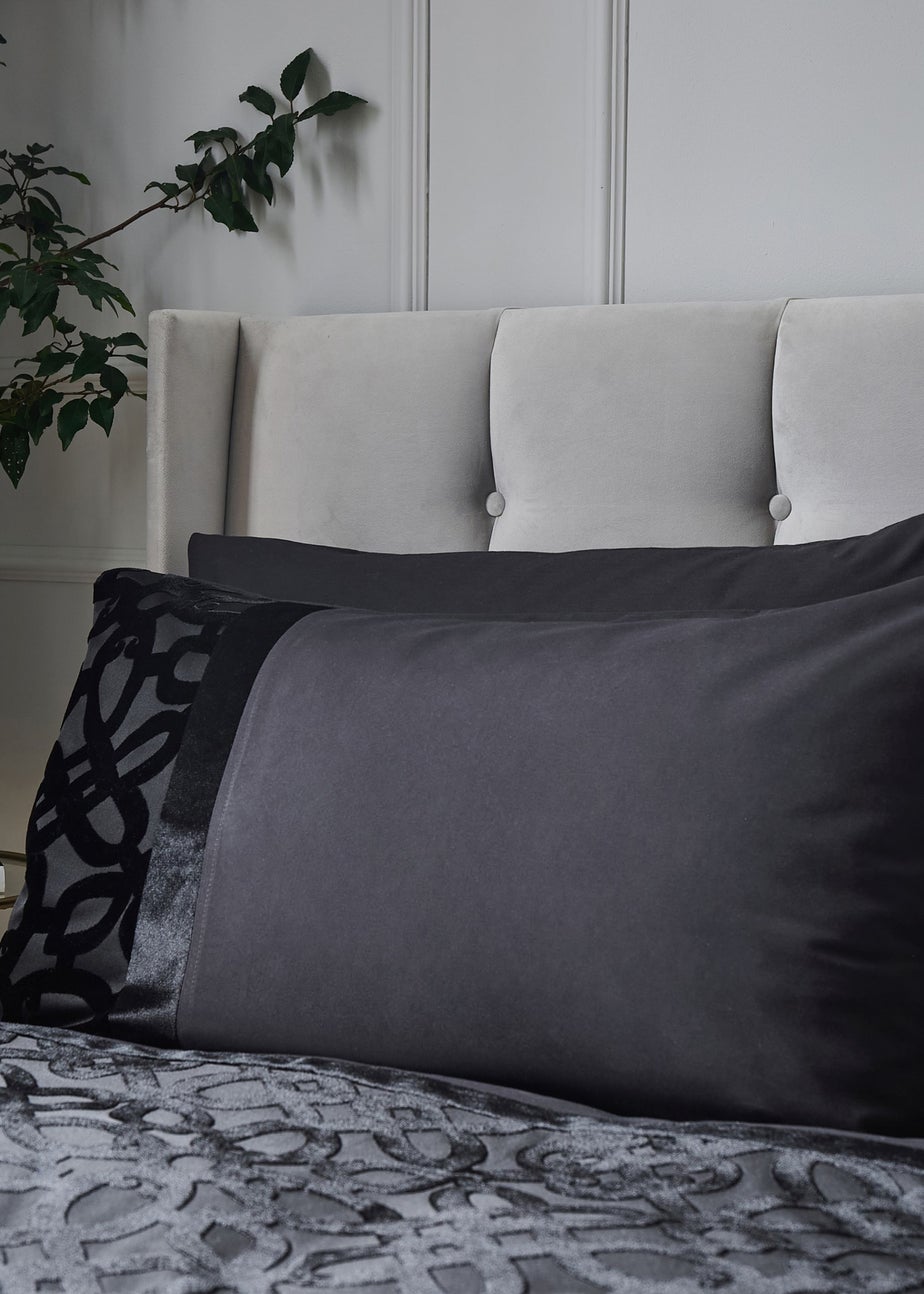 Catherine Lansfield Lattice Cut Velvet Duvet Cover Set Black