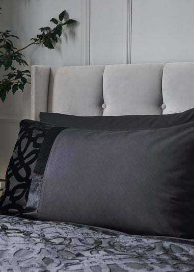 Catherine Lansfield Lattice Cut Velvet Duvet Cover Set Black