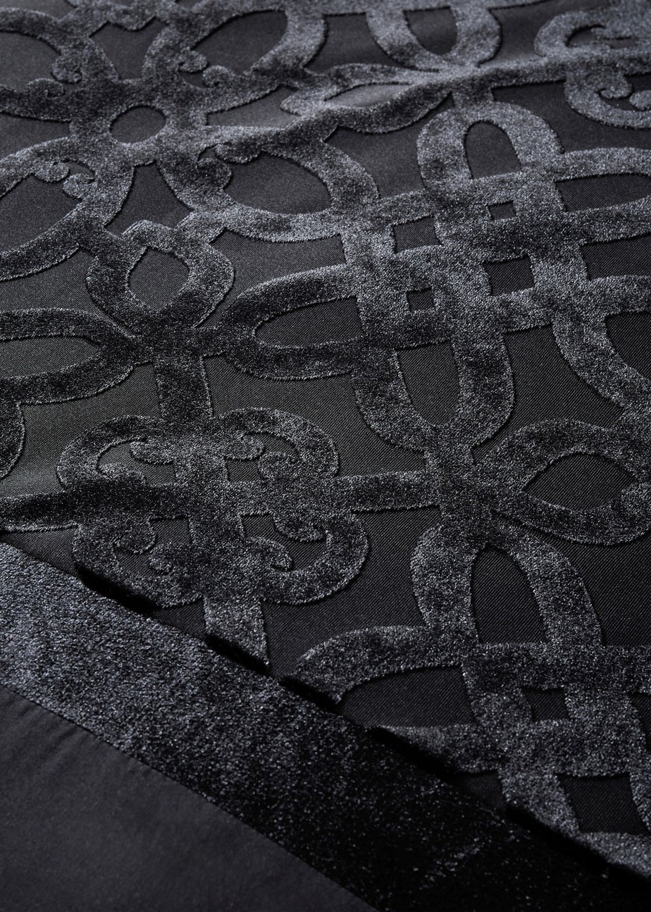 Catherine Lansfield Lattice Cut Velvet Duvet Cover Set Black