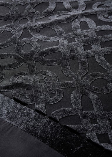 Catherine Lansfield Lattice Cut Velvet Duvet Cover Set Black