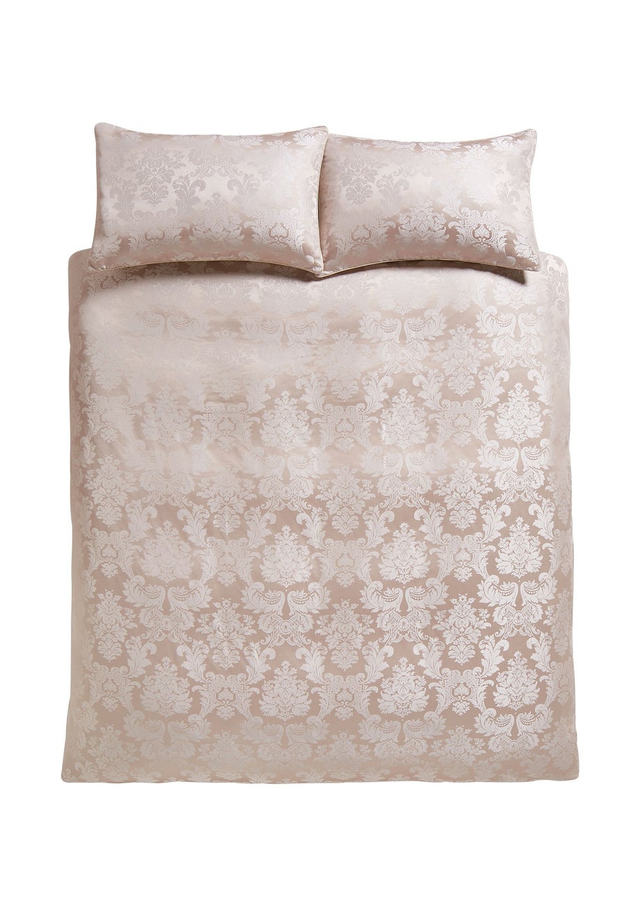 Catherine Lansfield Champagne Damask Jacquard Duvet Cover Set