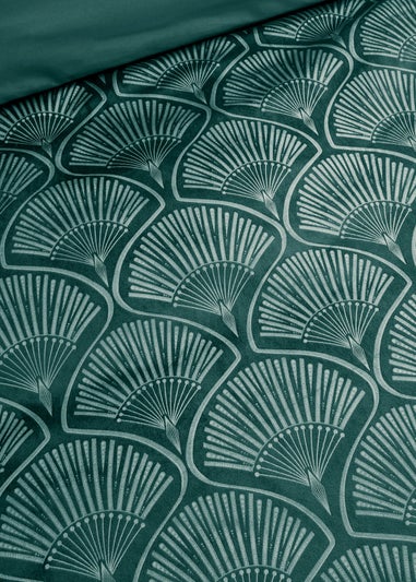 Catherine Lansfield Art Deco Pearl Duvet Cover Set Teal Green