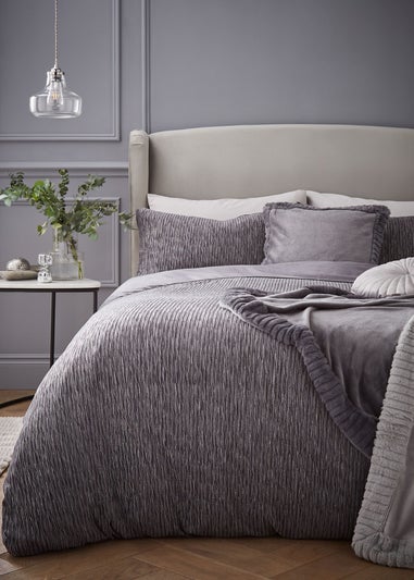 Catherine Lansfield Allure Sparkle Duvet Cover Set Grey