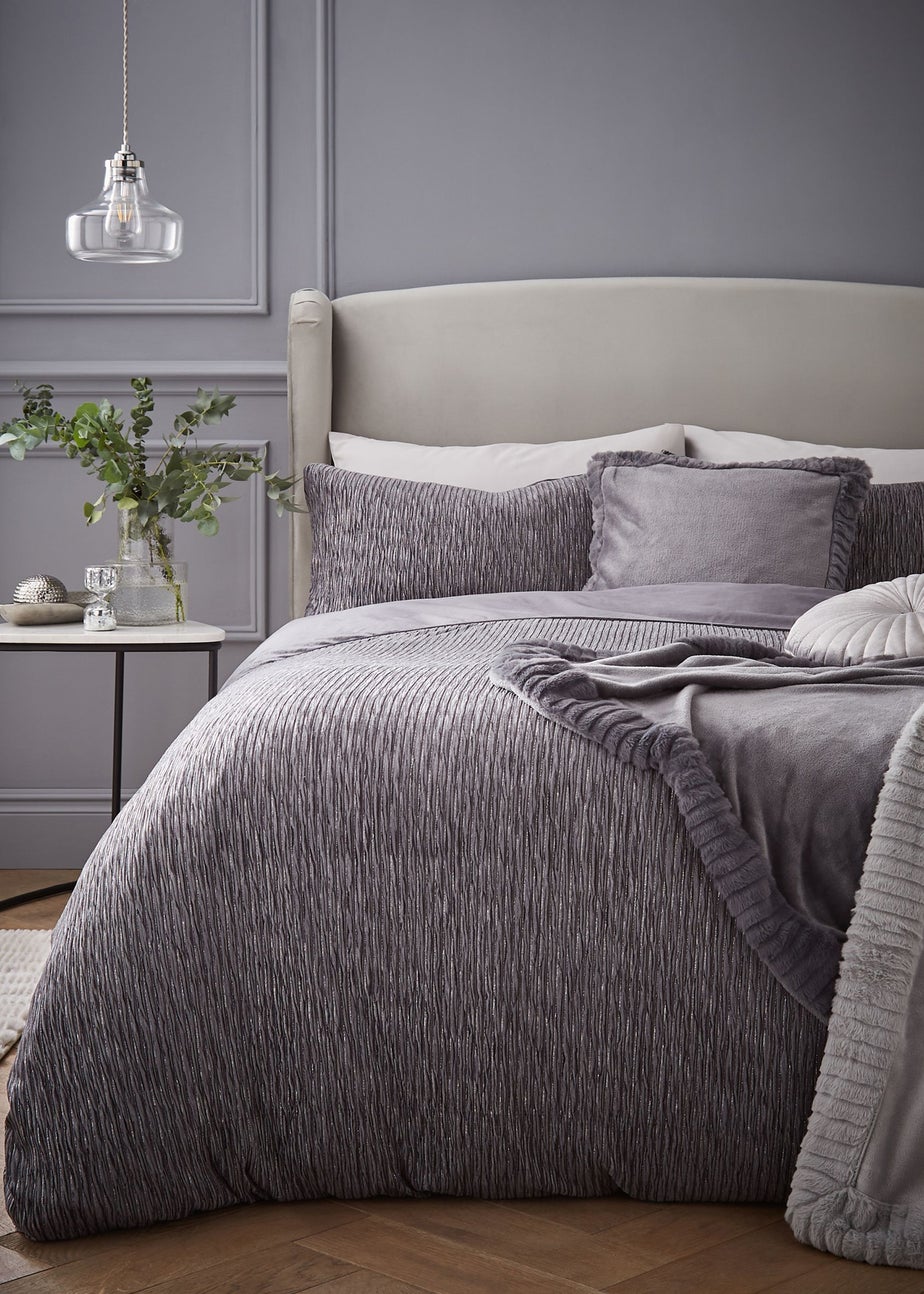 Catherine Lansfield Allure Sparkle Duvet Cover Set Grey