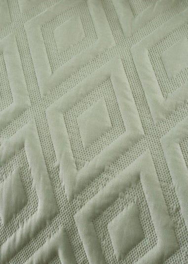 Catherine Lansfield Jacob Geo Soft Touch Double Duvet Cover Set Sage Green