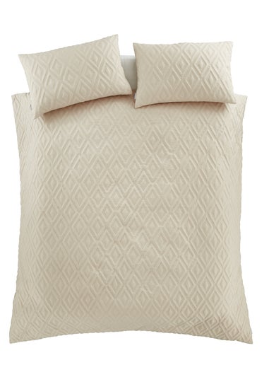 Catherine Lansfield Jacob Geo Soft Touch Double Duvet Cover Set Natural
