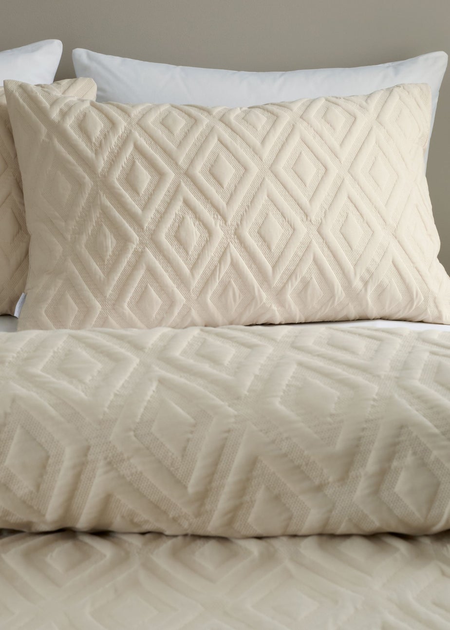 Catherine Lansfield Jacob Geo Soft Touch Double Duvet Cover Set Natural
