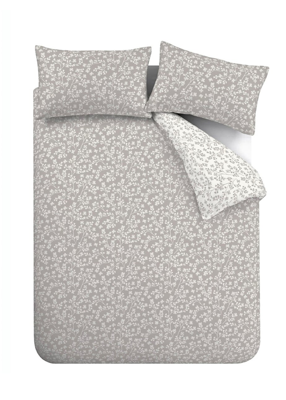 Catherine Lansfield Brushed Grace Floral Cotton Reversible Duvet Cover Set