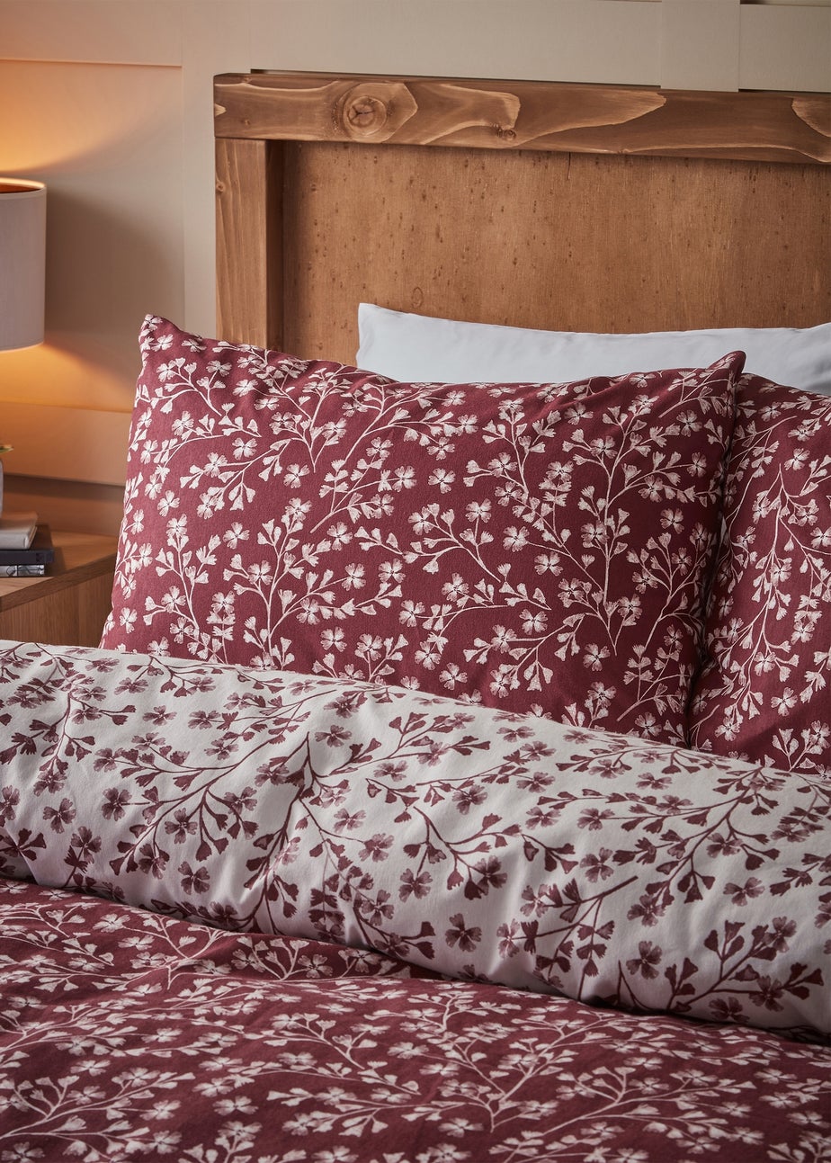 Catherine Lansfield Brushed Grace Floral Cotton Reversible Duvet Cover Set