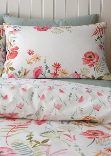 Catherine Lansfield Ella Poppy Reversible Duvet Cover Set Cream