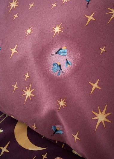 Catherine Lansfield Enchanted Twilight Animals Reversible Duvet Cover Set Plum