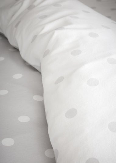 Catherine Lansfield Brushed Polka Dot Cotton Reversible Single Duvet Cover Set Grey