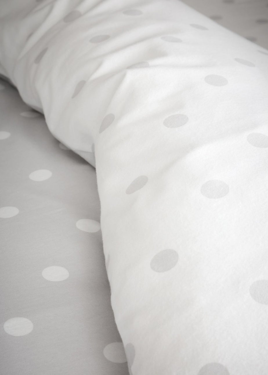 Catherine Lansfield Brushed Polka Dot Cotton Reversible Single Duvet Cover Set Grey