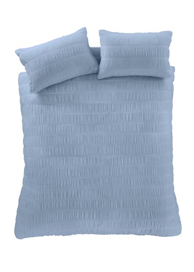 Catherine Lansfield Seersucker Duvet Cover Set Blue