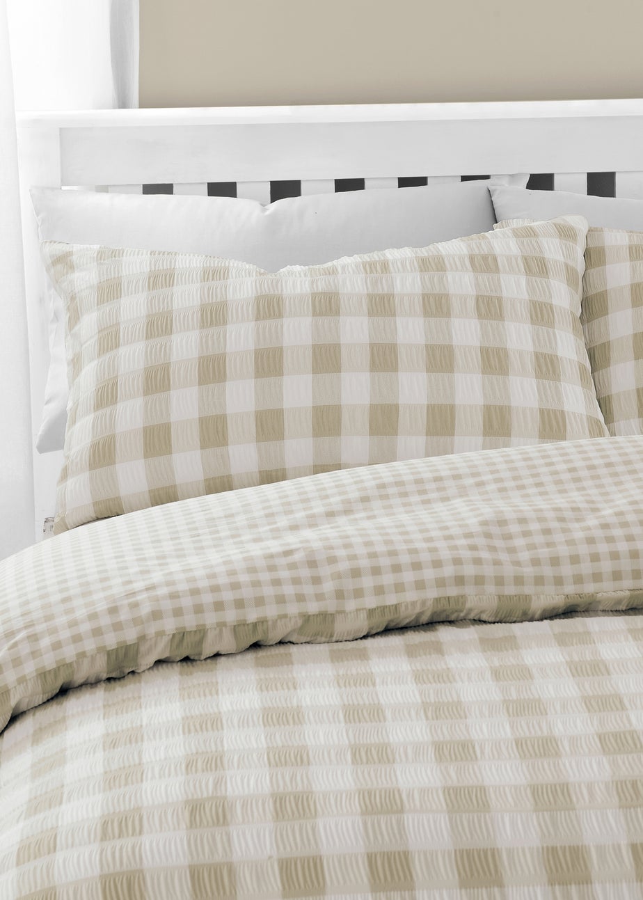 Catherine Lansfield Seersucker Gingham Check Duvet Cover Set