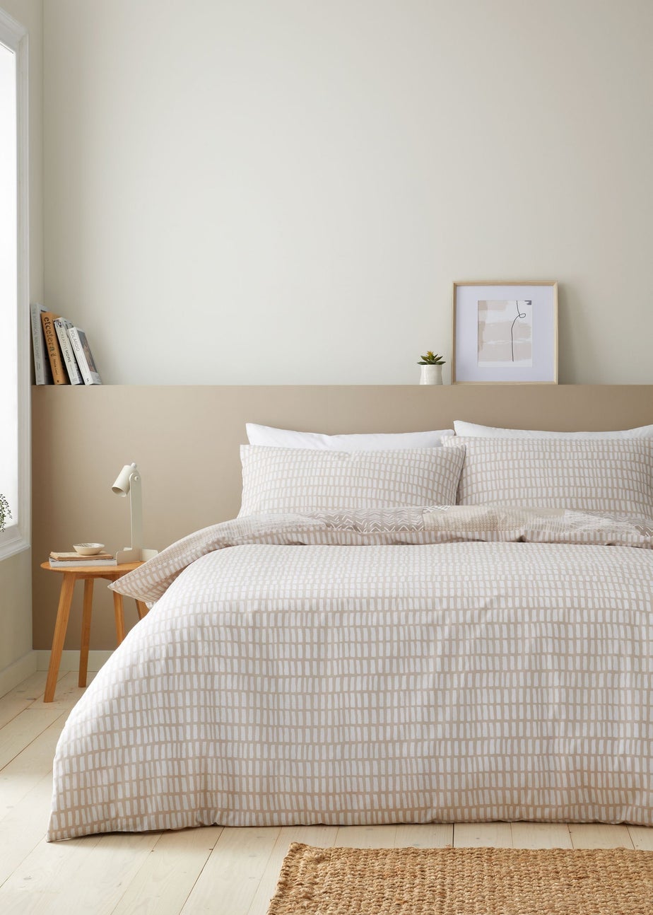 Catherine Lansfield Larsson Geo Reversible Duvet Cover Set Natural