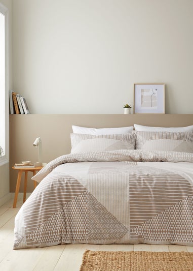 Catherine Lansfield Larsson Geo Reversible Duvet Cover Set Natural
