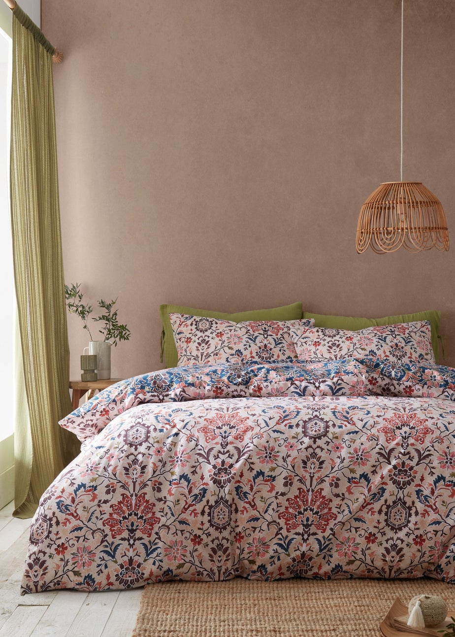 Pineapple Elephant Keera Floral Reversible Duvet Cover Set Navy Blue