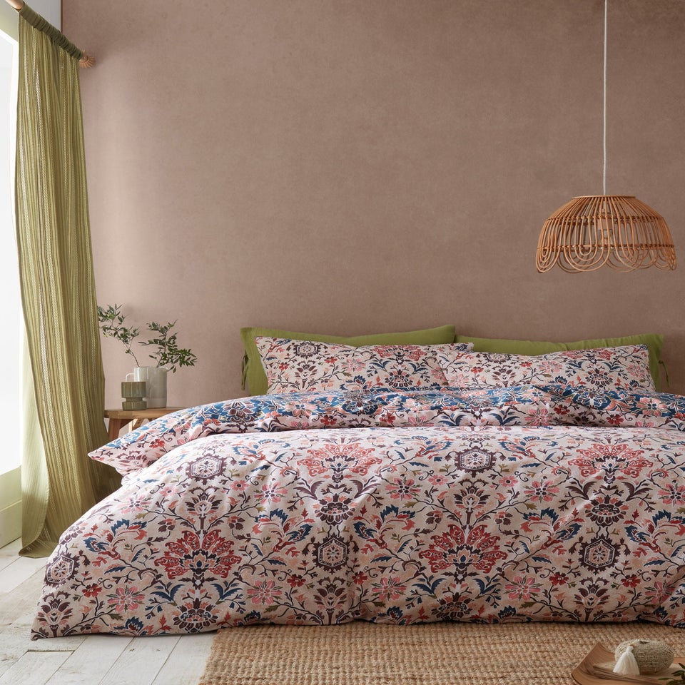 Pineapple Elephant Keera Floral Reversible Duvet Cover Set Navy Blue