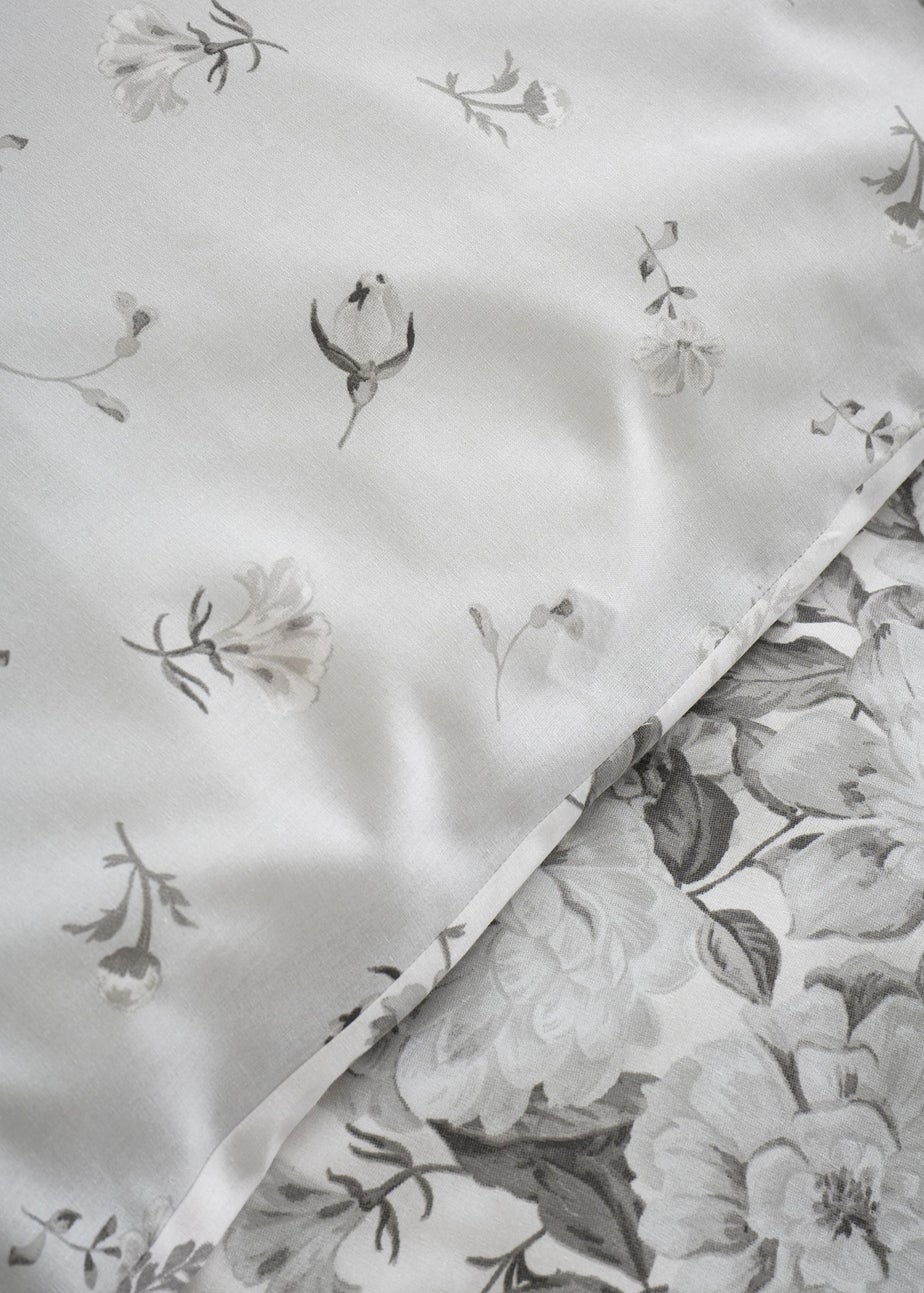 Catherine Lansfield Elinda Floral Reversible Double Duvet Cover Set Grey
