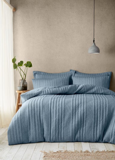 Pineapple Elephant Tamba Jersey Stripe Quilted Duvet Cover Set Chambray Blue