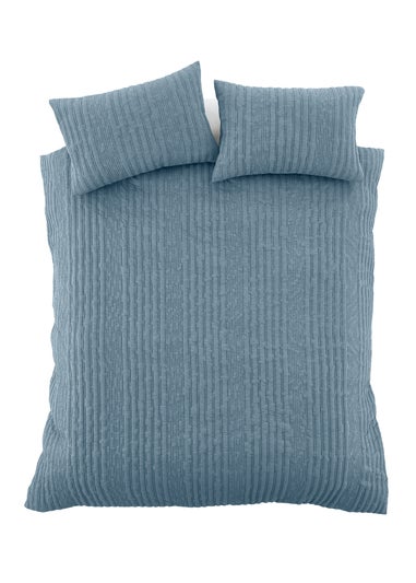 Pineapple Elephant Tamba Jersey Stripe Quilted Duvet Cover Set Chambray Blue