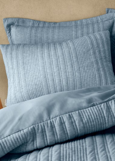 Pineapple Elephant Tamba Jersey Stripe Quilted Duvet Cover Set Chambray Blue