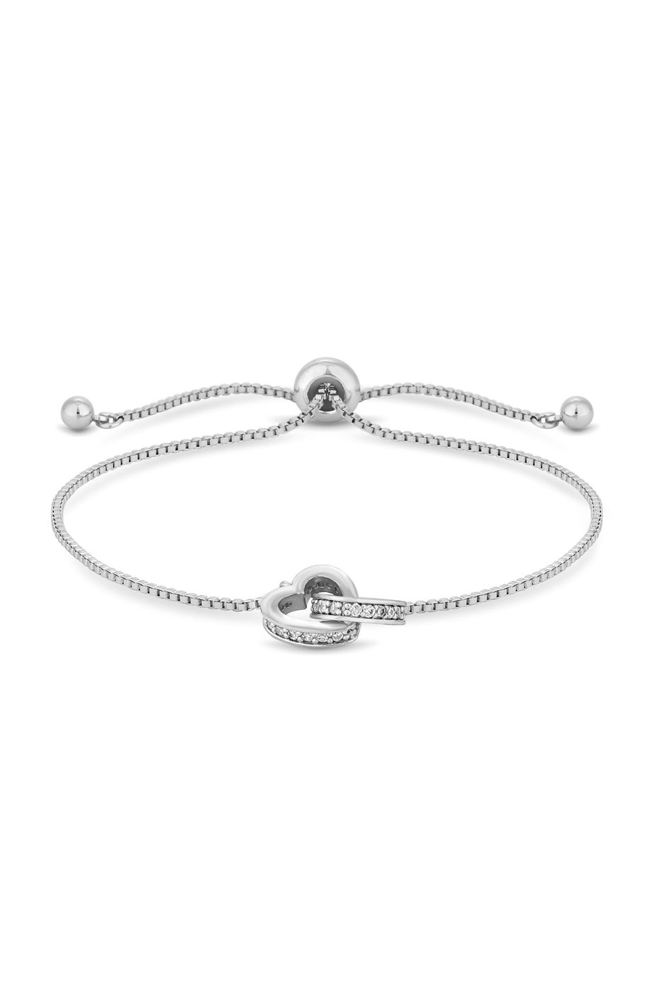 Jon Richard Silver Plated Clear Crystal Heart Bracelet