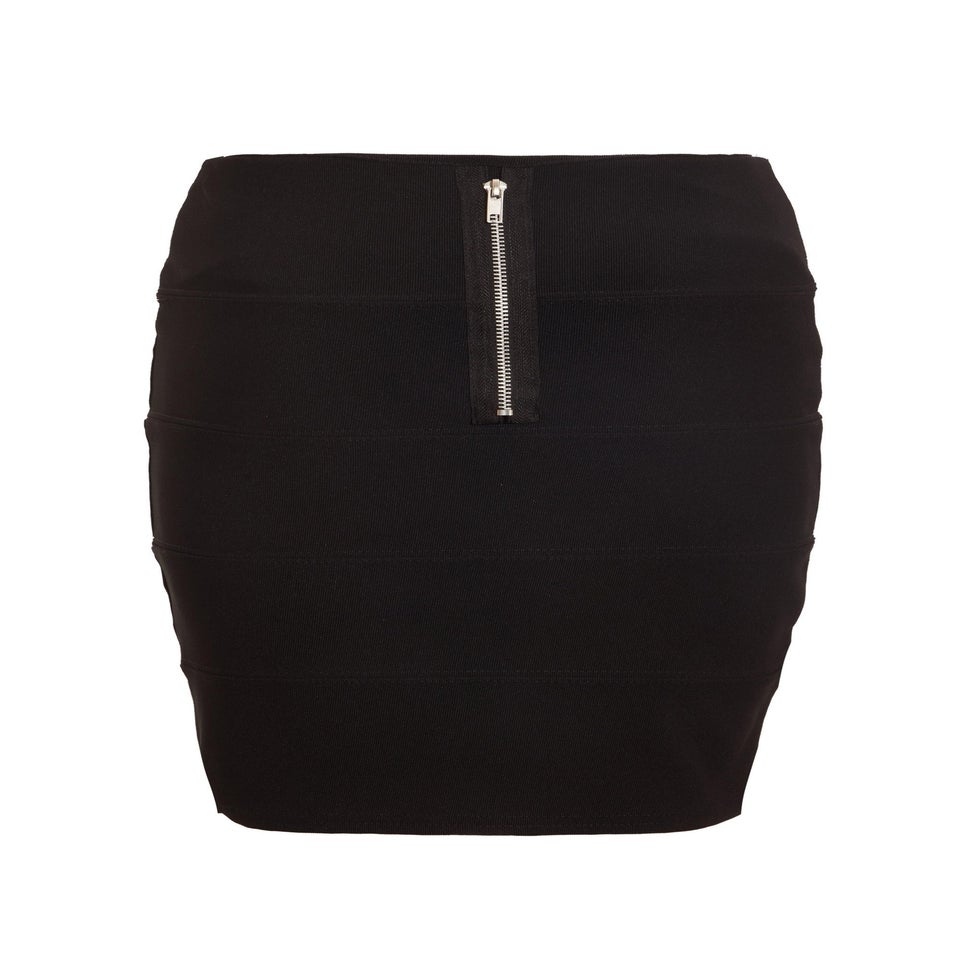 Quiz Black Ribbed Bodycon Skirt