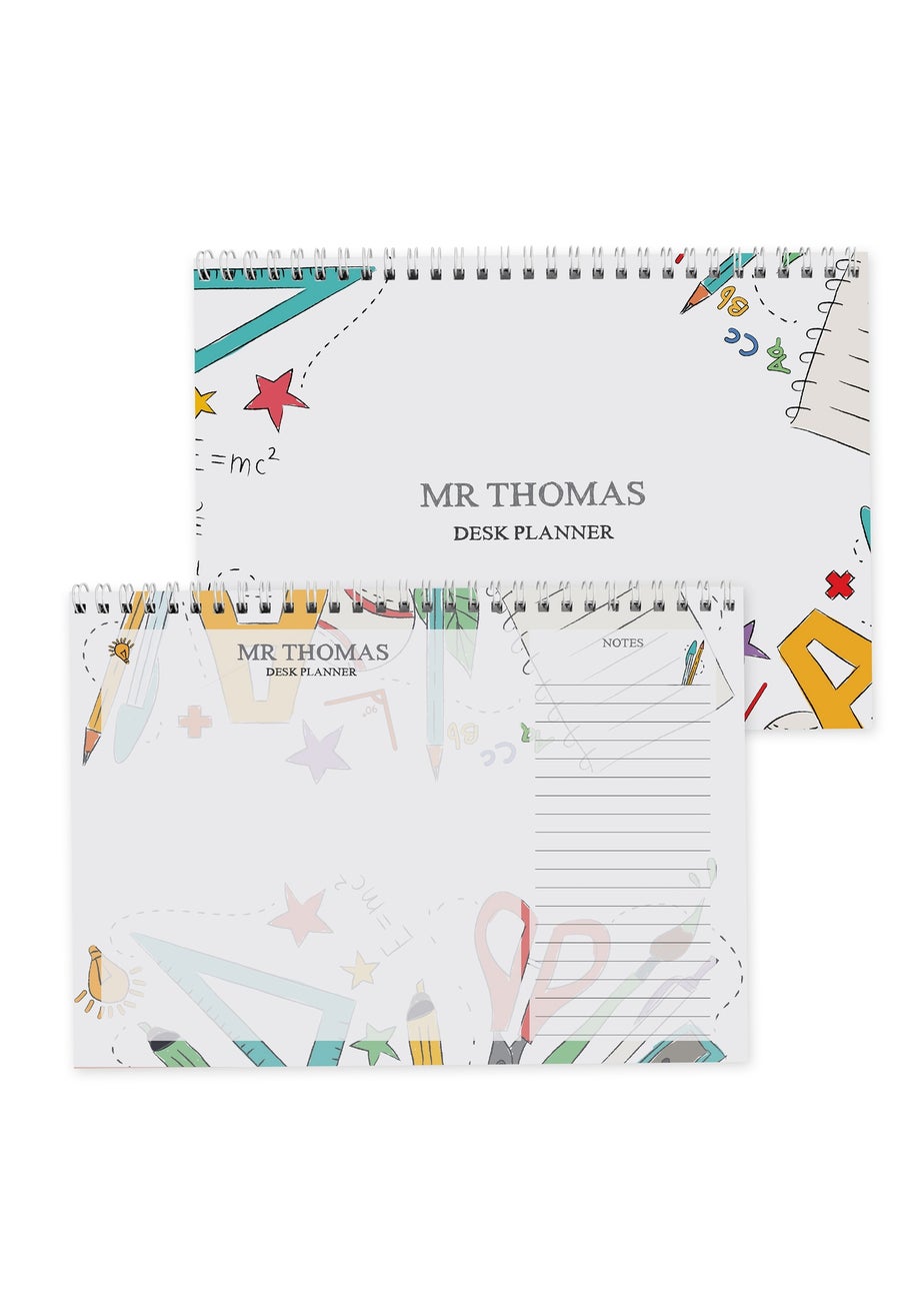 Personalised Memento Company White Teacher A4 Desk Planner