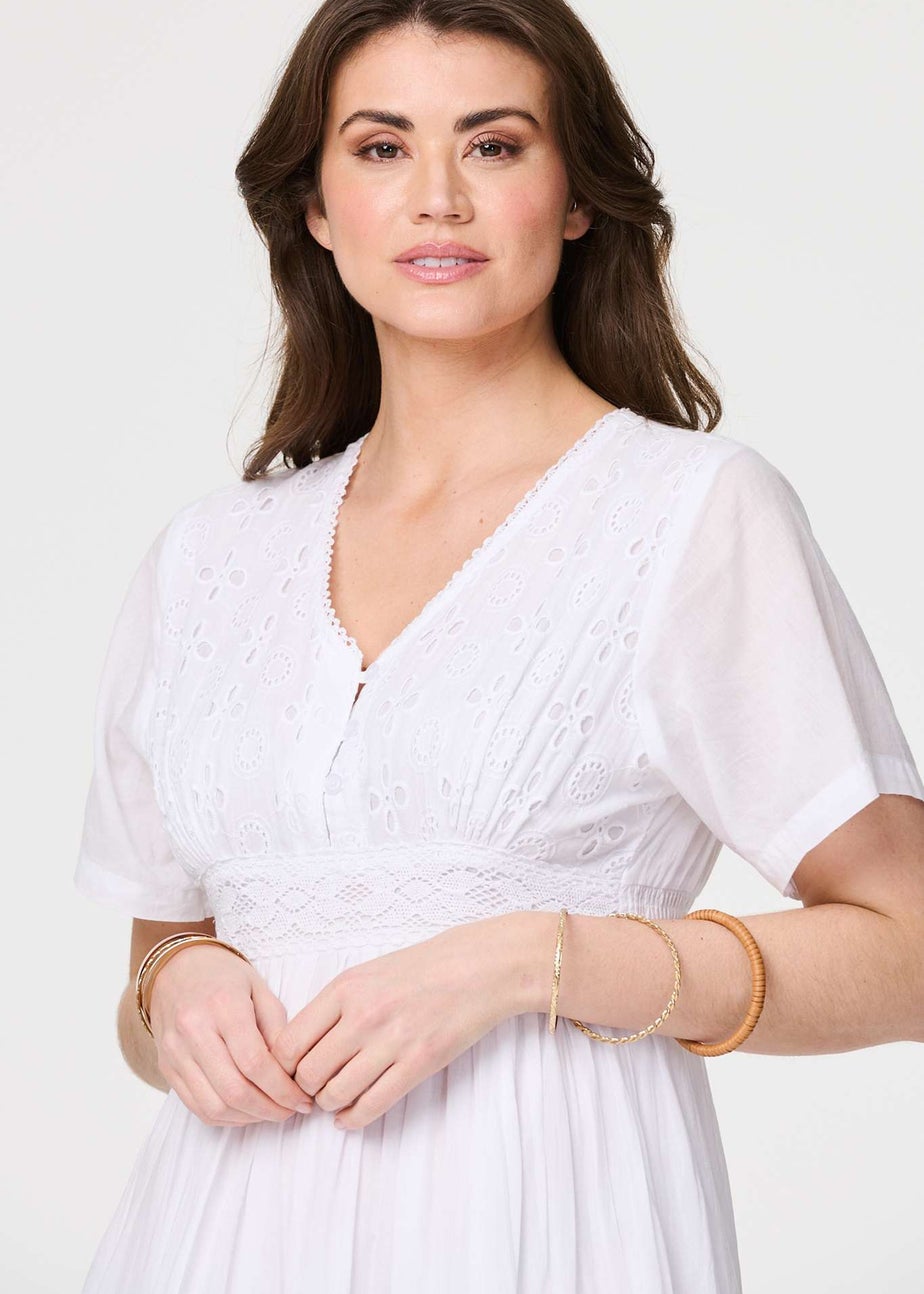 Izabel London White Broderie Anglaise Short Sleeve Dress