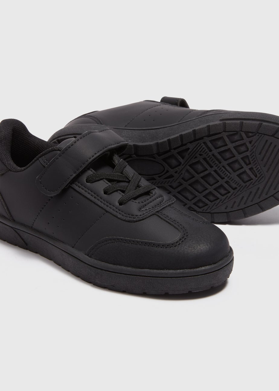 Boys Black Panel School Trainers (Younger 10-Older 6)