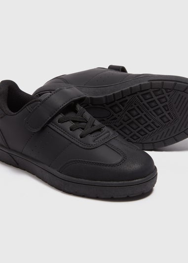 Boys Black Panel School Trainers (Younger 10-Older 6)