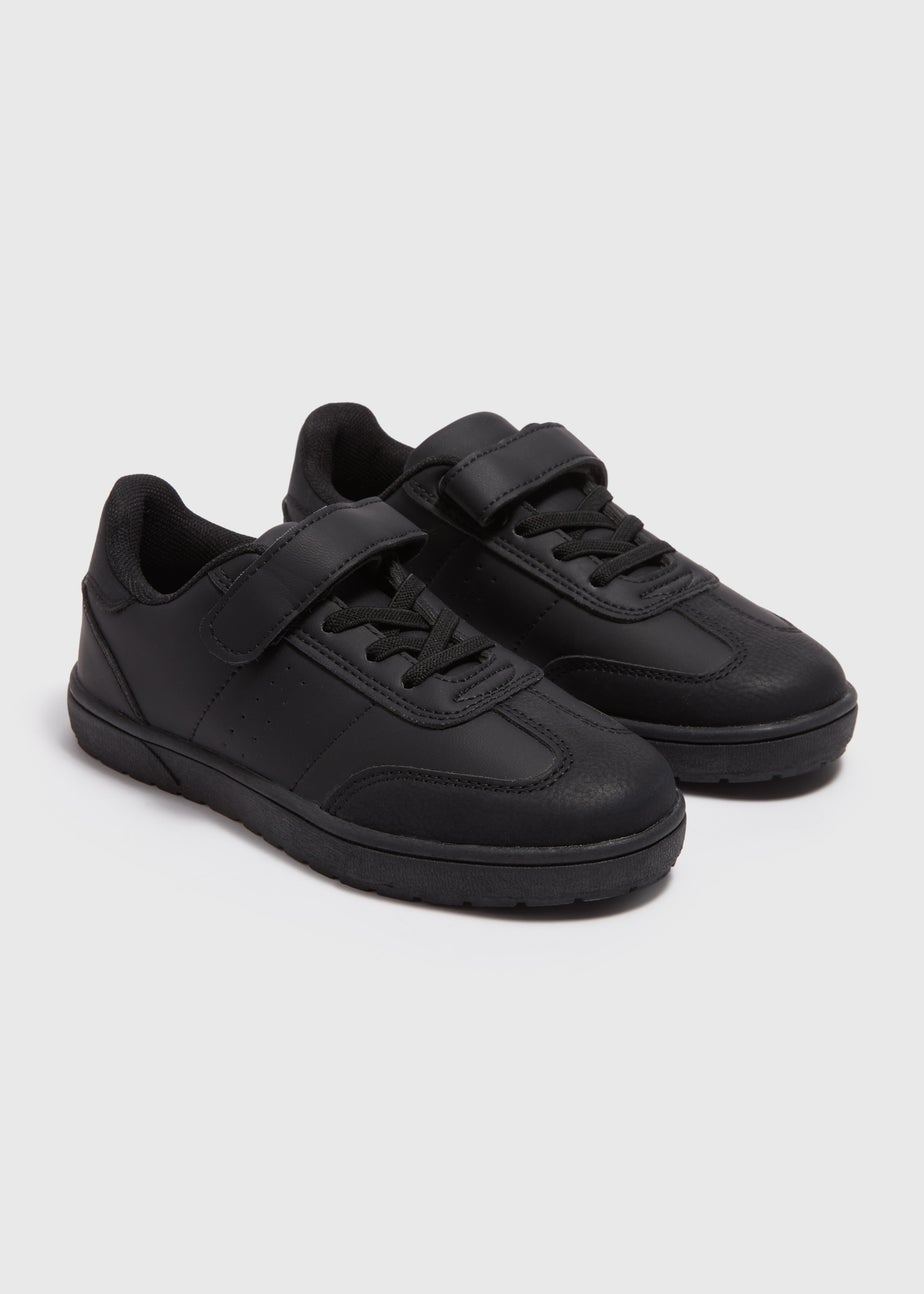 Boys Black Panel School Trainers (Younger 10-Older 6)