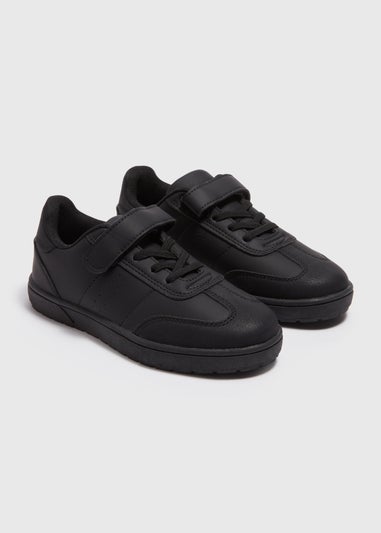 Boys Black Panel School Trainers (Younger 10-Older 6)