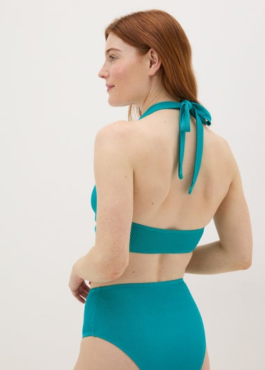 Green Ribbed Bikini Top