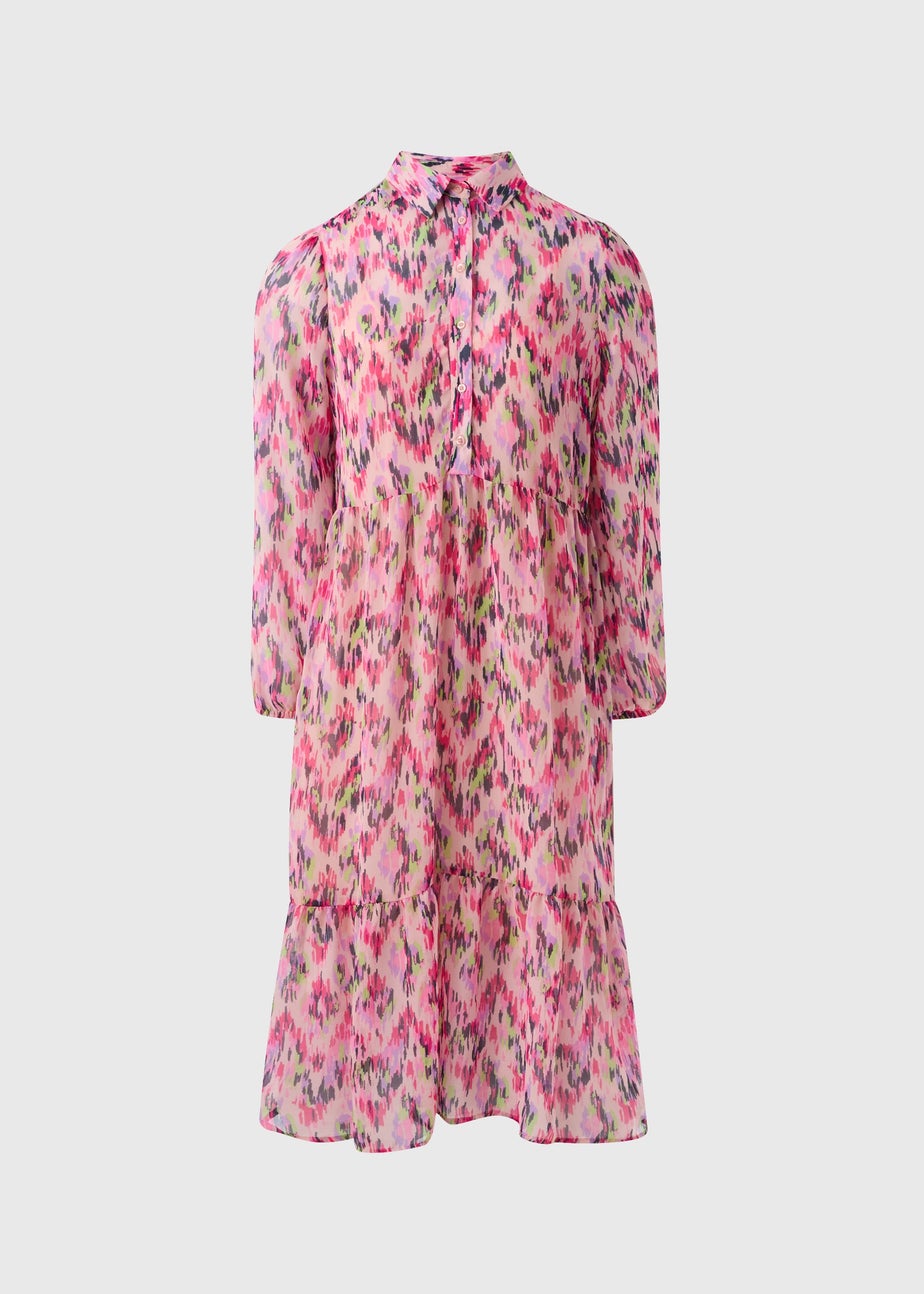 Black Patterned Chiffon Midi Dress